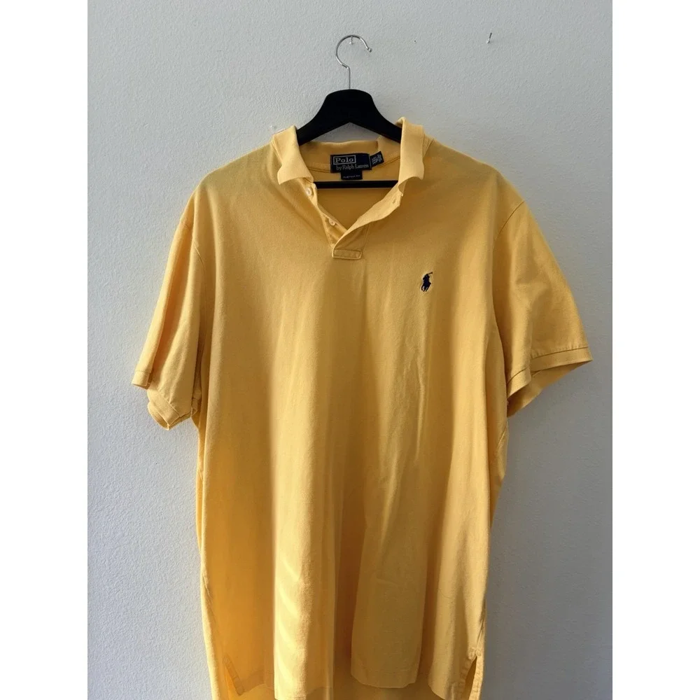 Polo Ralph Lauren Yellow Pima Cotton Custom Fit Polo Shirt Mens Size XXL